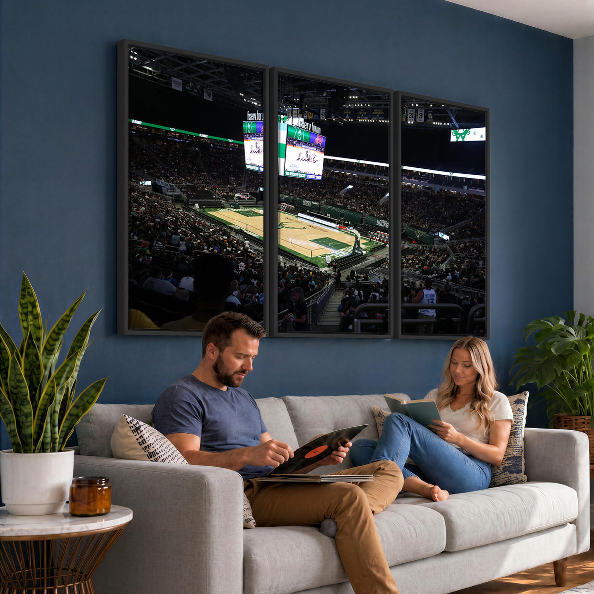 69882-MGV-CV-36X24 - Milwaukee Bucks Basketball Print, Fiserv Forum Stadium Wall Art