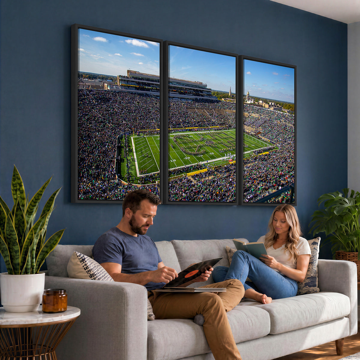 50114-MGV-CV-36X24 - Notre Dame Fighting Irish Football Team Print, Notre Dame Stadium Wall Art