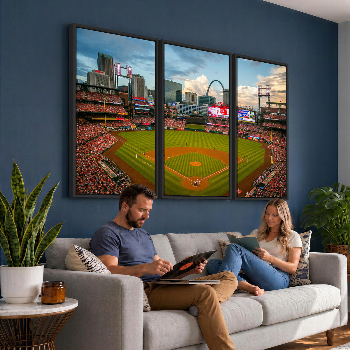 34054-MGV-CV-36X24 - St. Louis Cardinals Baseball Team Print, Busch Stadium Wall Art, Framed and Ready to Hang