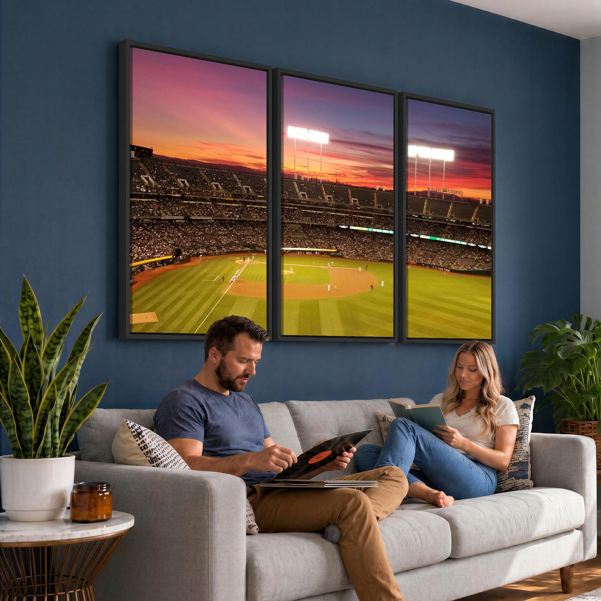 73718-MGV-CV-36X24 - Oakland Athletics Baseball Team Print, Oakland Coliseum