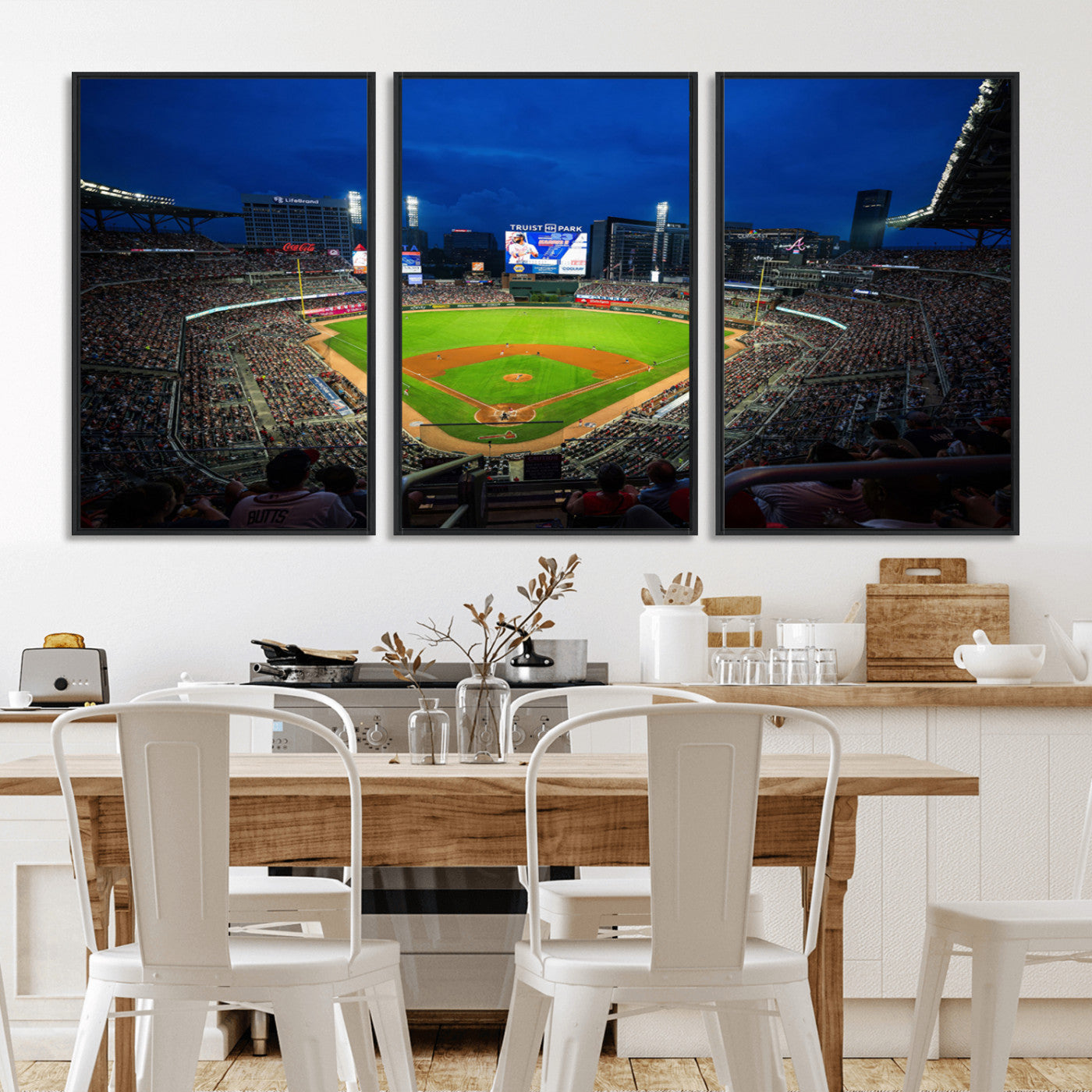 MGV-FC-60X30-3P - Truist Park Night Game Canvas Art - Atlanta Braves Stadium Wall Art Canvas