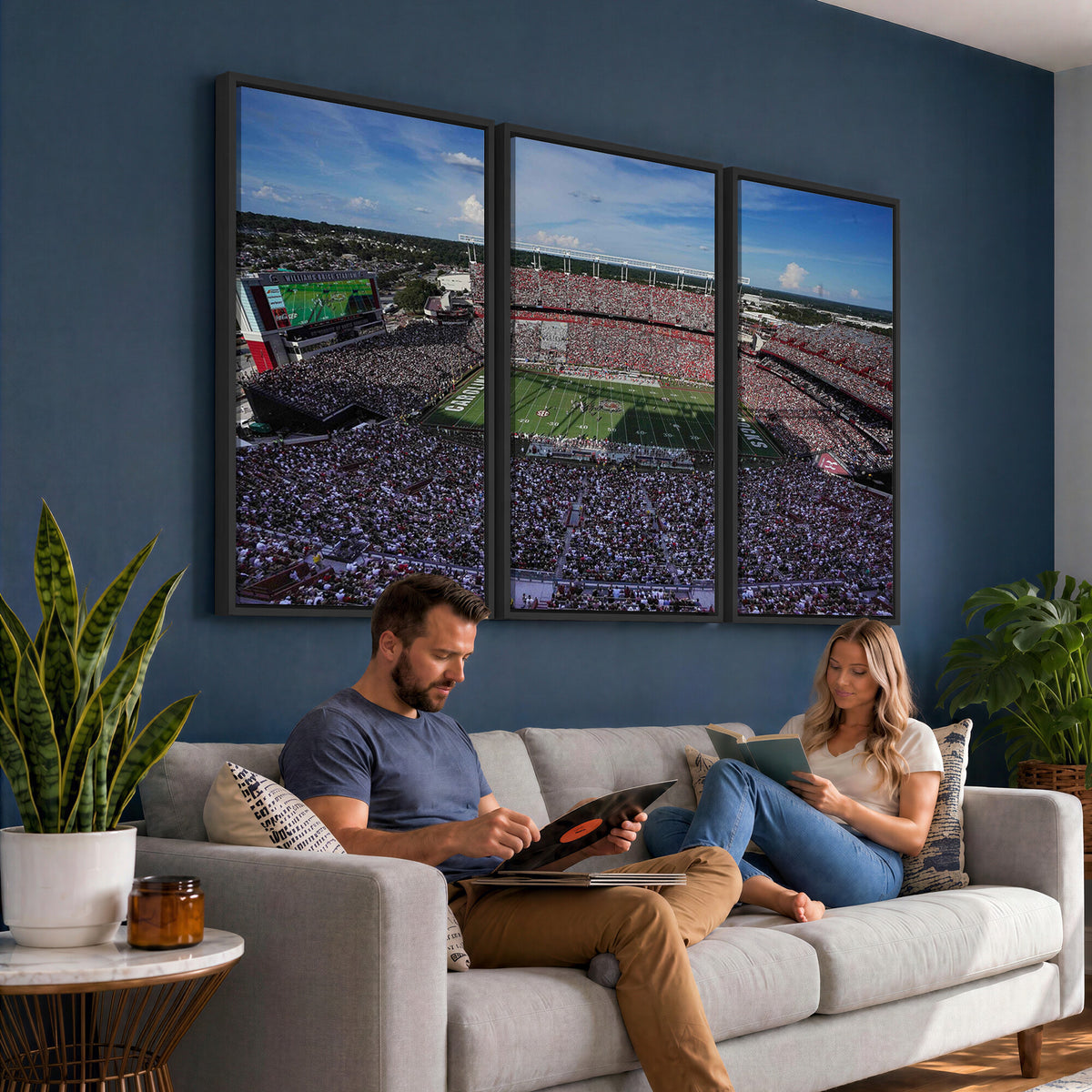 83382-MGV-CV-36X24 - South Carolina Gamecocks Football Team Print, Columbia Williams-Brice Stadium Wall Art