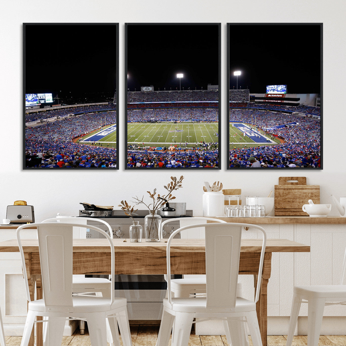 MGV-FC-60X30-3P - Buffalo Bills Wall Art - Buffalo Bills Stadium Canvas Print, Perfect Sports Decor for Living Rooms,