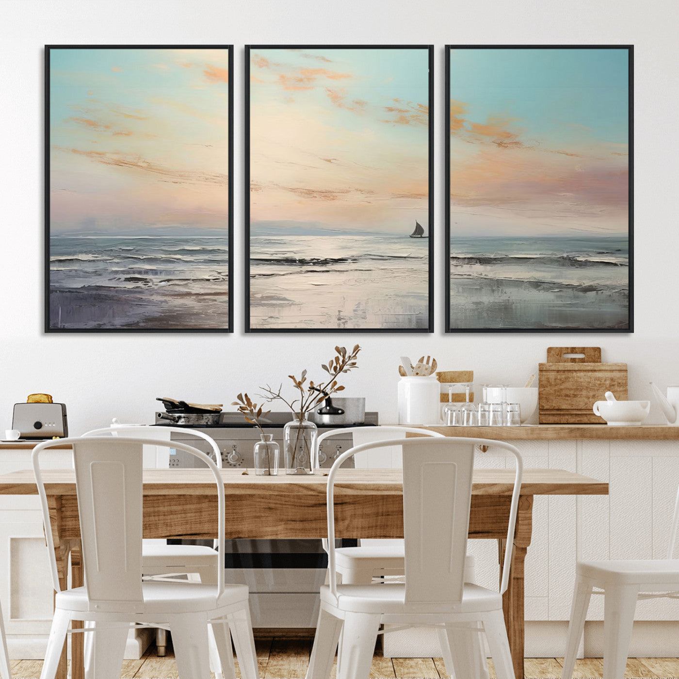 MGV-FC-60X30-3P - Abstract Ocean Wall Art -  Boat Wall Art Canvas Print