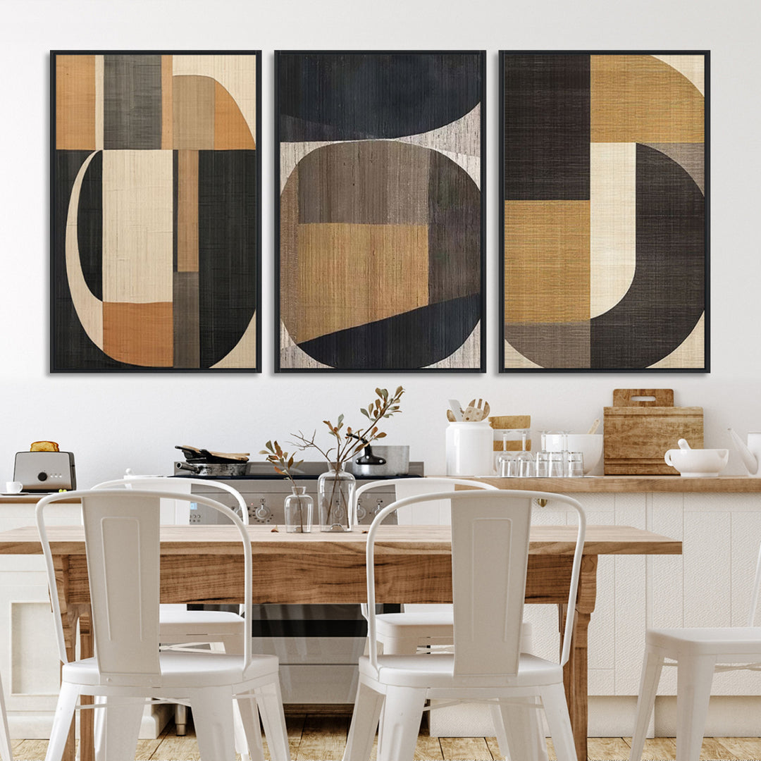 Modern Brown Wabi Sabi Abstract Wall Art Canvas Print Set, Minimalist Wall Art