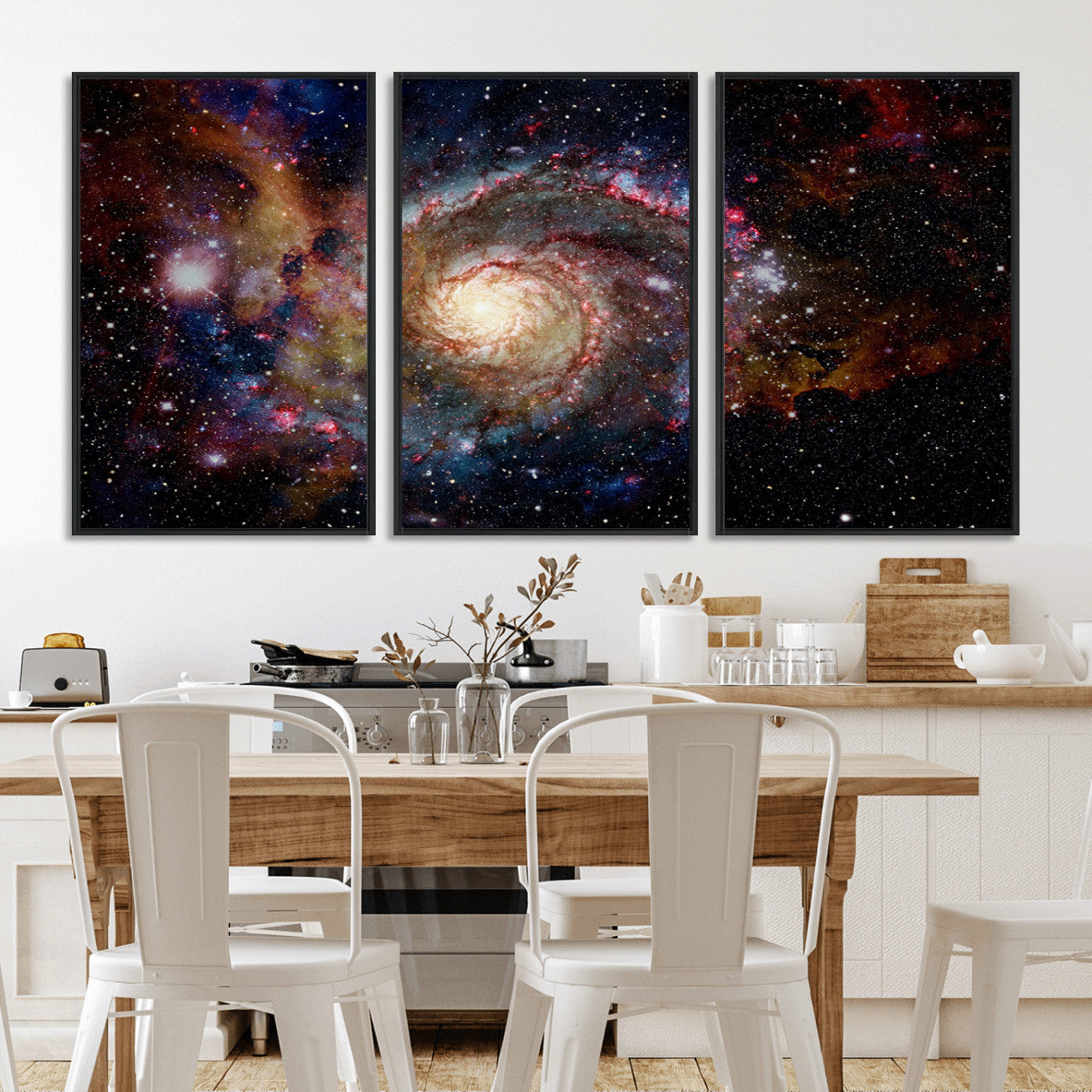 MGV-FC-60X30-3P - Nebula and Galaxies in Space Wall Art Canvas Print, Spiral Galaxy Wall Art Canvas Print