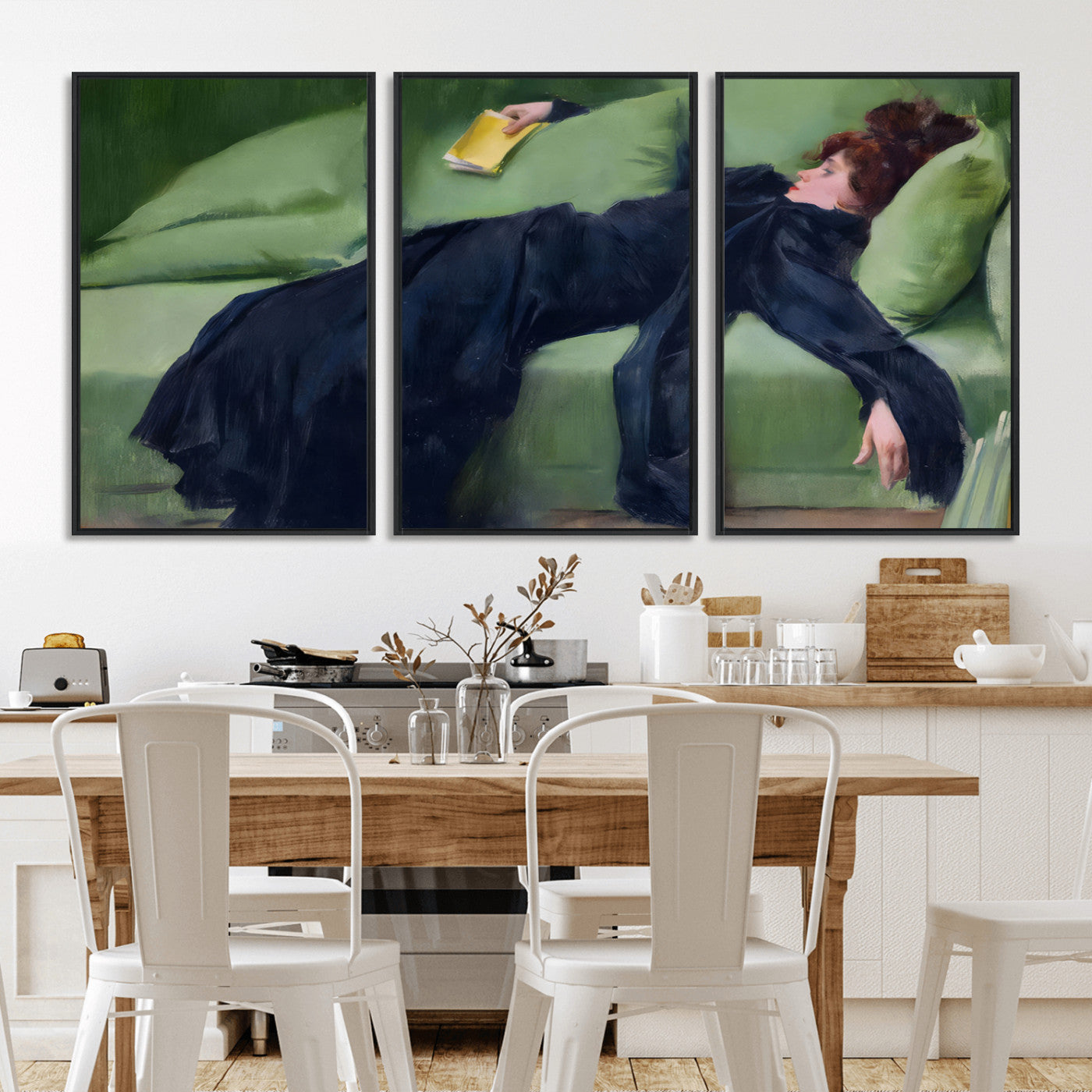 17725-MGV-FC-60X30-3P_Black-Decadent Girl by Ramon Casas Wall Art Canvas Print, Framed Decadent Girl Canvas Print