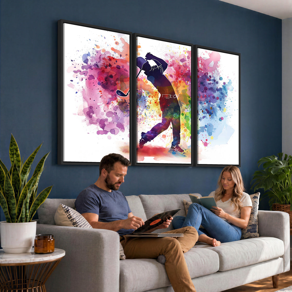 66537-MGV-CV-36X24 - Colorful Golfer Swing Wall Art Canvas Print, Ready to Hang