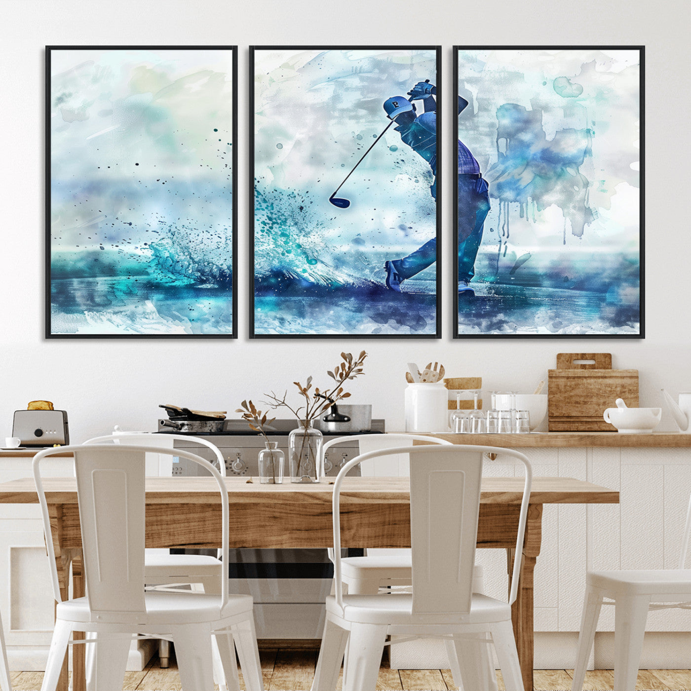 MGV-FC-60X30-3P - Golf Swing Wall Art Canvas Print - Sports-Inspired Watercolor Decor - Ready to Hang