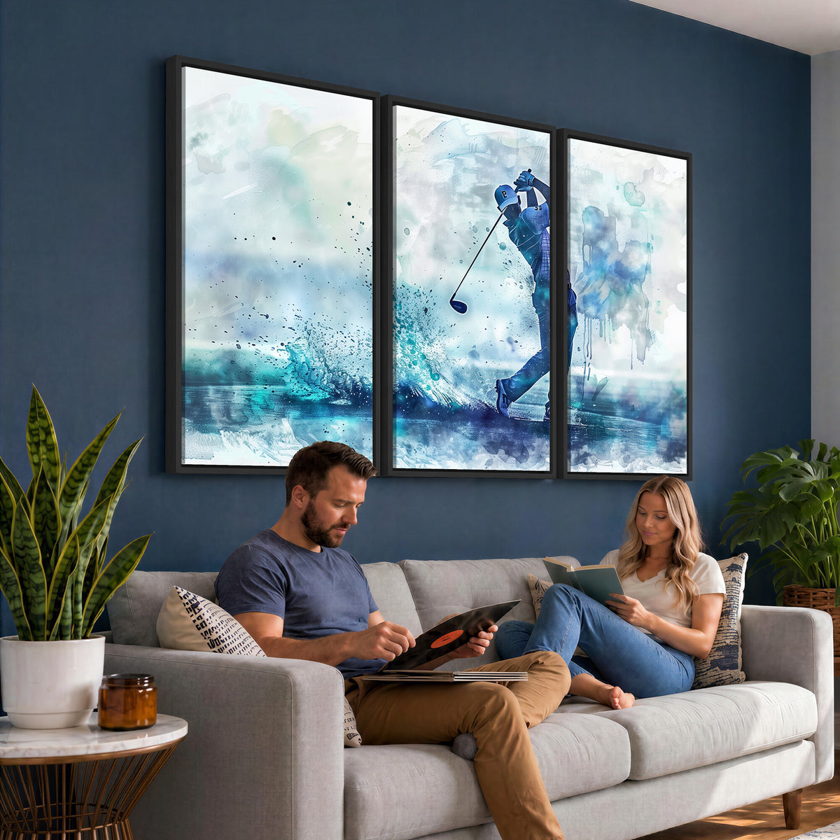 45328-MGV-CV-36X24 - Watercolor Abstract Golf Swing Wall Art Canvas Print