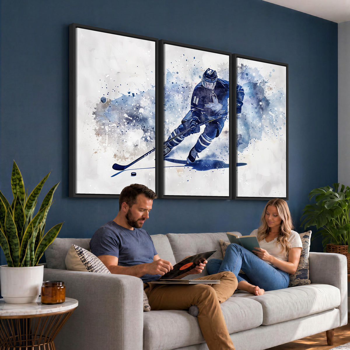 39795-MGV-CV-36X24 - Hockey Player Wall Art Canvas Print