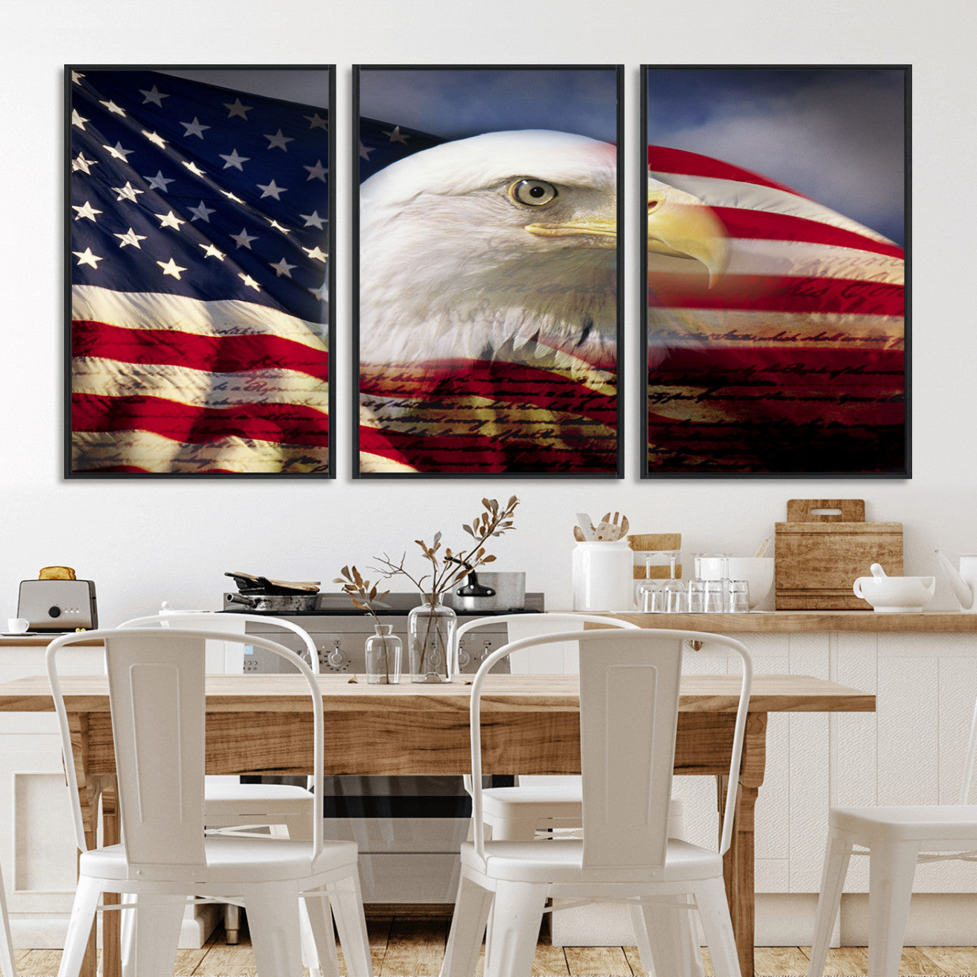 MGV-FC-60X30-3P - American Flag Eagle Symbol Wall Art, American Flag Eagle Wall Art Canvas Print
