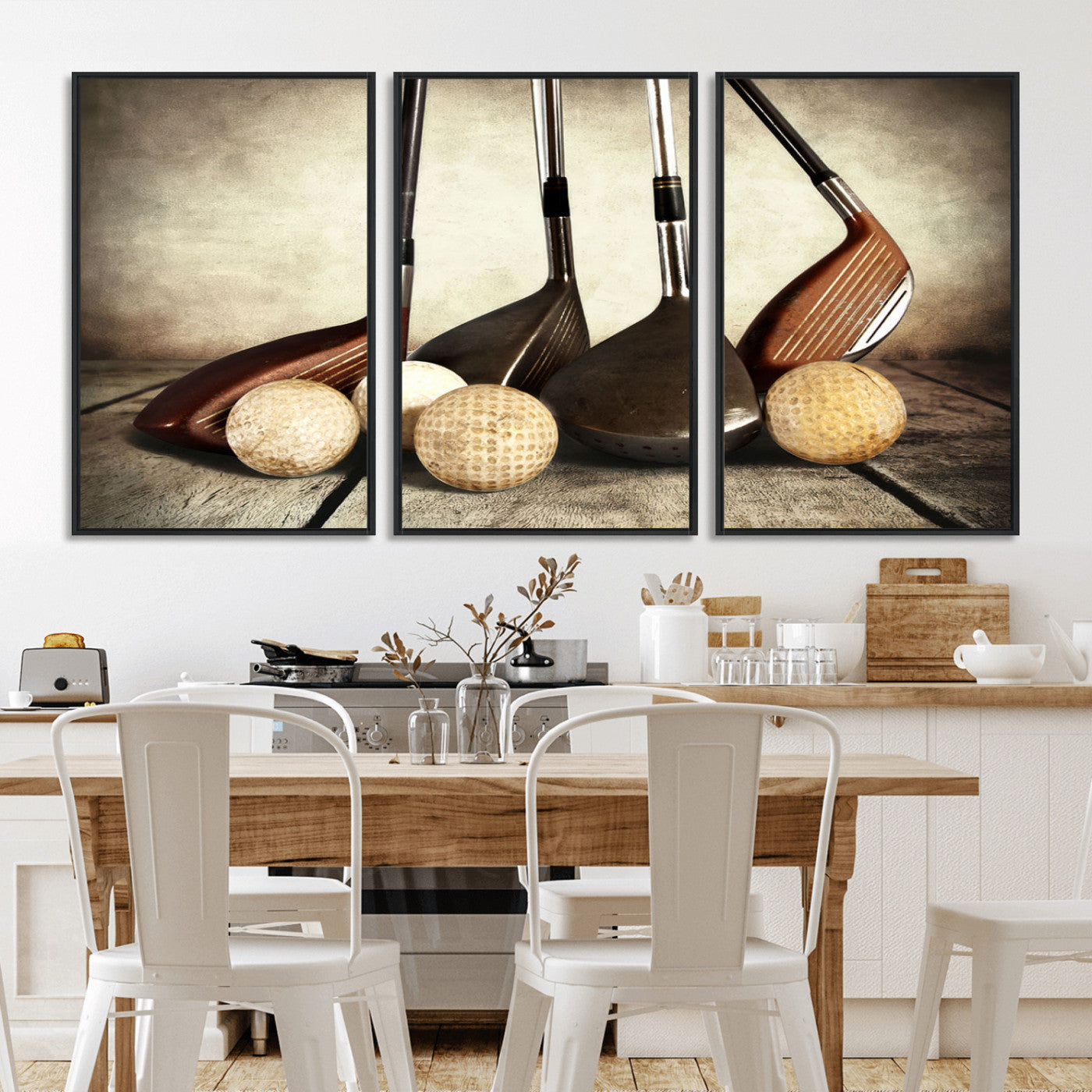 MGV-FC-60X30-3P - Vintage Golf Ball Art | Golf Decor for Man Cave or Office | Ready to Hang and Framed