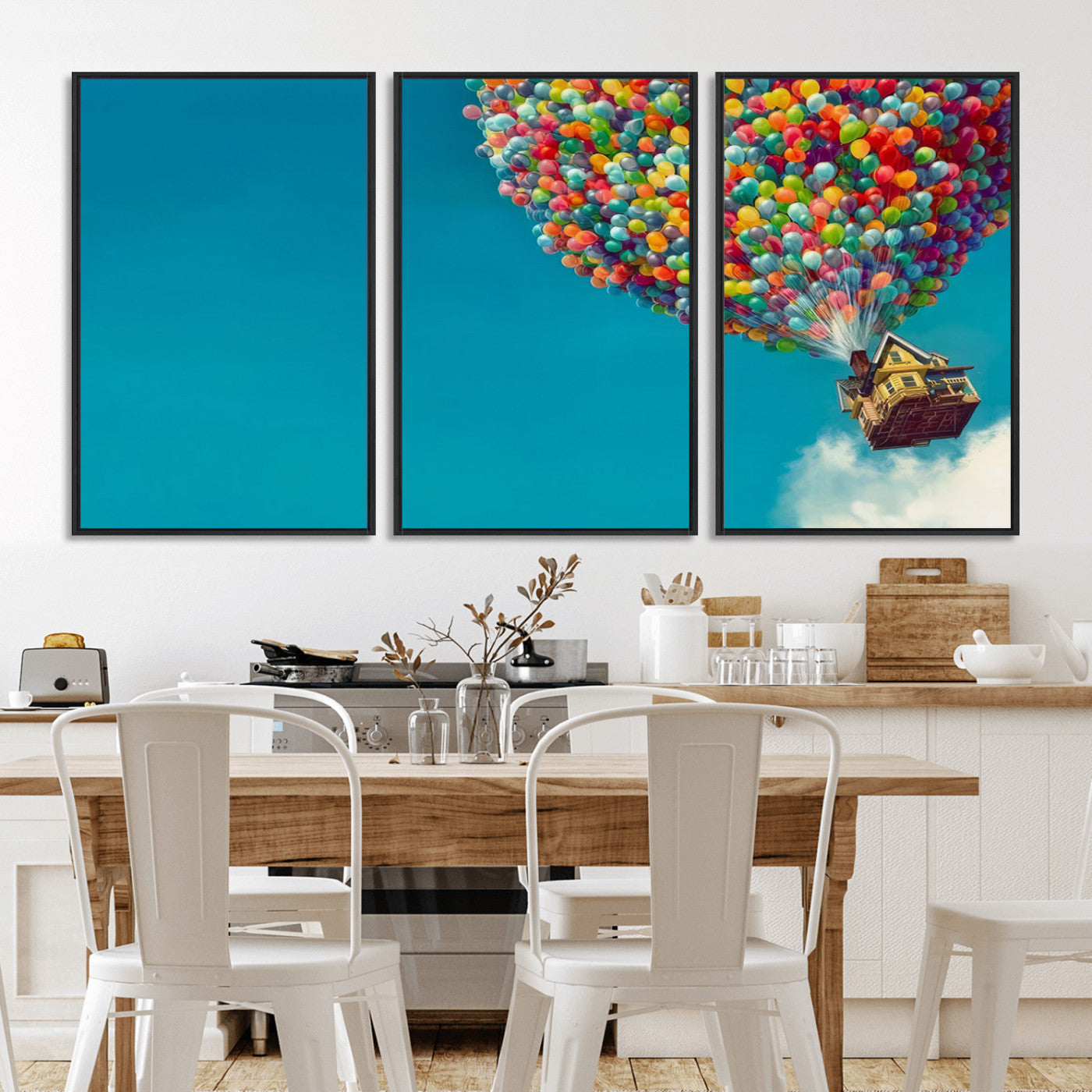 MGV-FC-60X30-3P - Carl Fredricksen, Up Movie Wall Art, Colorful Balloon House Art | Whimsical Wall Decor for Living