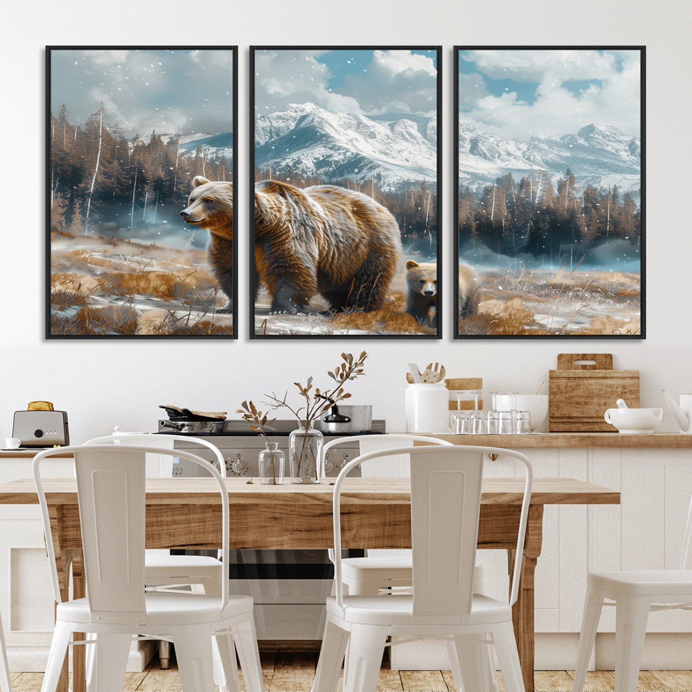 MGV-FC-60X30-3P - Bear and Baby Bear Wall Art Canvas Print