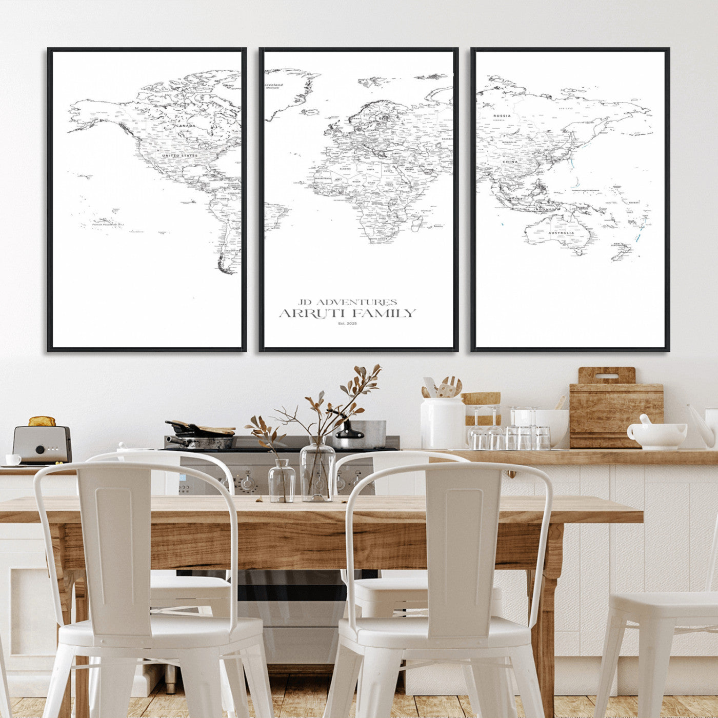 MGV-FC-60X30-3P - Custom World Map Wall Art – Personalized Framed Canvas Print with Push Pins for Travel Tracking,