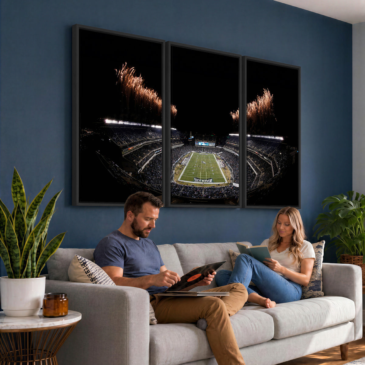 89680-MGV-CV-36X24 - Eagles Field Stadium Wall Art, Philadelphia Eagles Football, Framed and Ready to Hang
