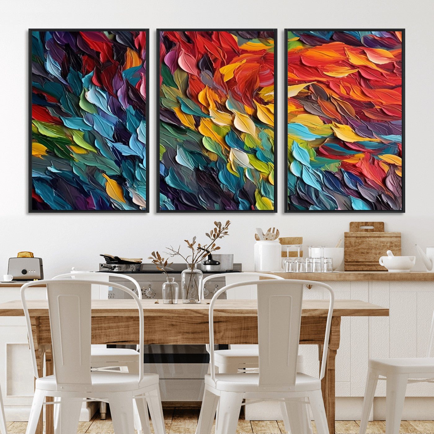 -Vibrant Abstract Leaf Wall Art Canvas Print | Bold Colorful Canvas for Living Room or Office | Ready