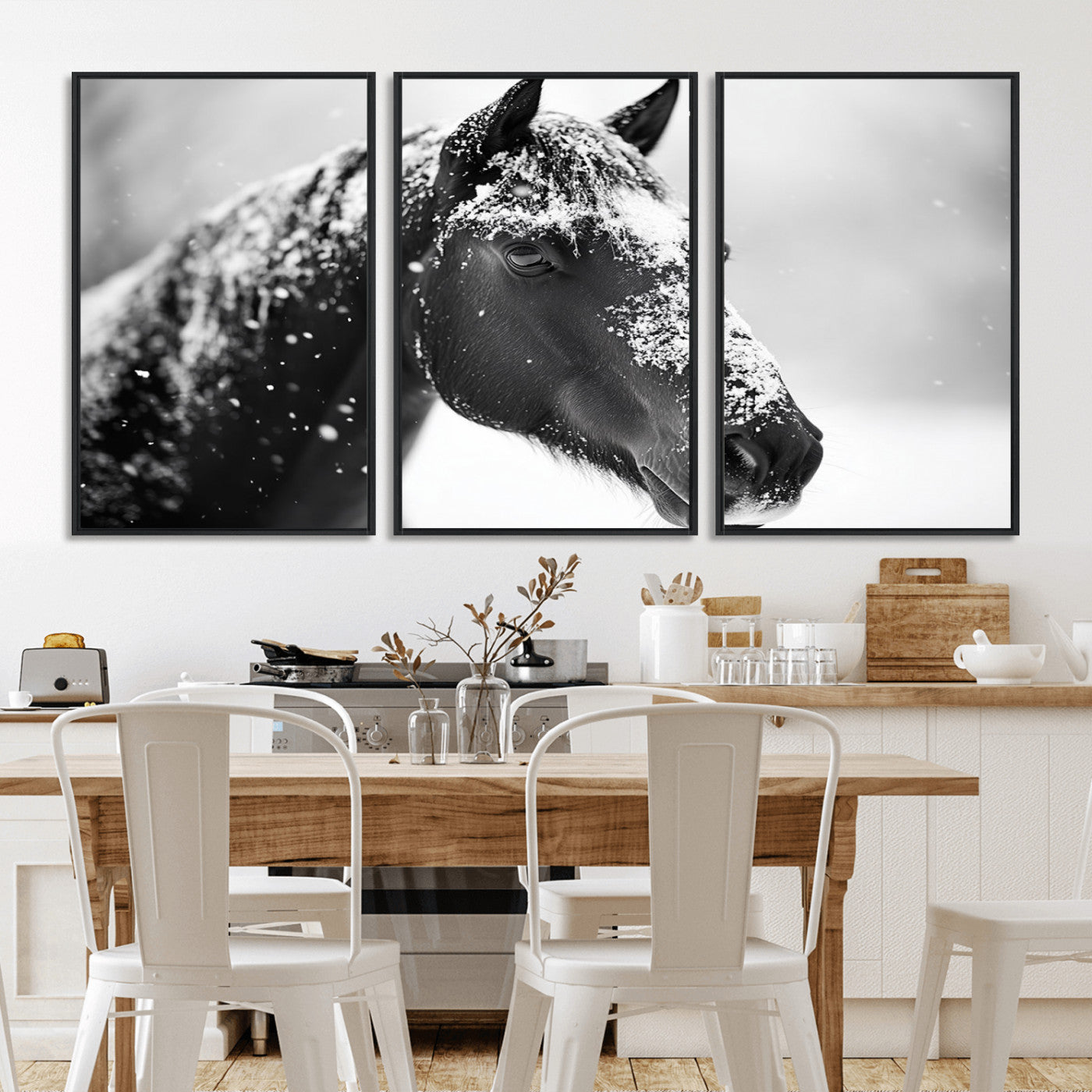 MGV-FC-60X30-3P - Horse Canvas Print - Winter Horse Snow Wall Art Canvas Print