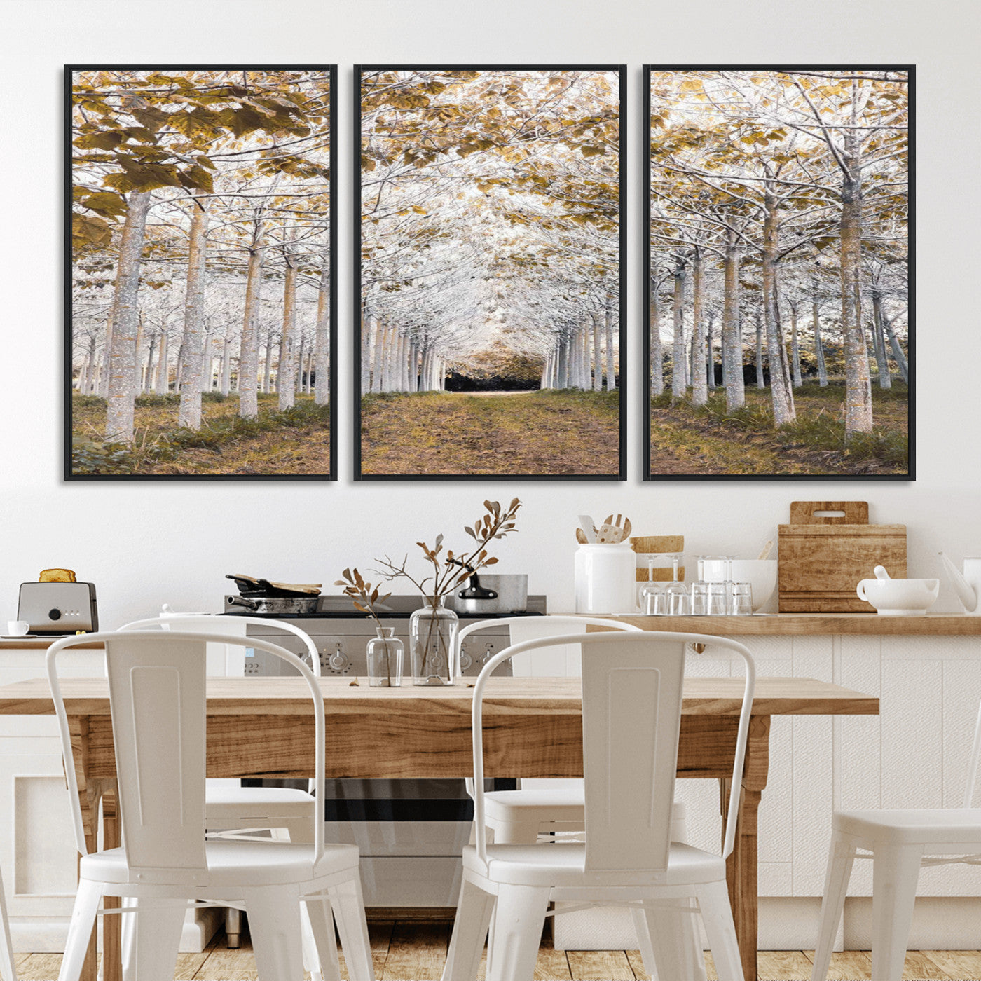 MGV-FC-60X30-3P - Forest Grove Wall Art | Serene Pathway Canvas Print | Ready to Hang and Framed Nature Wall Decor for