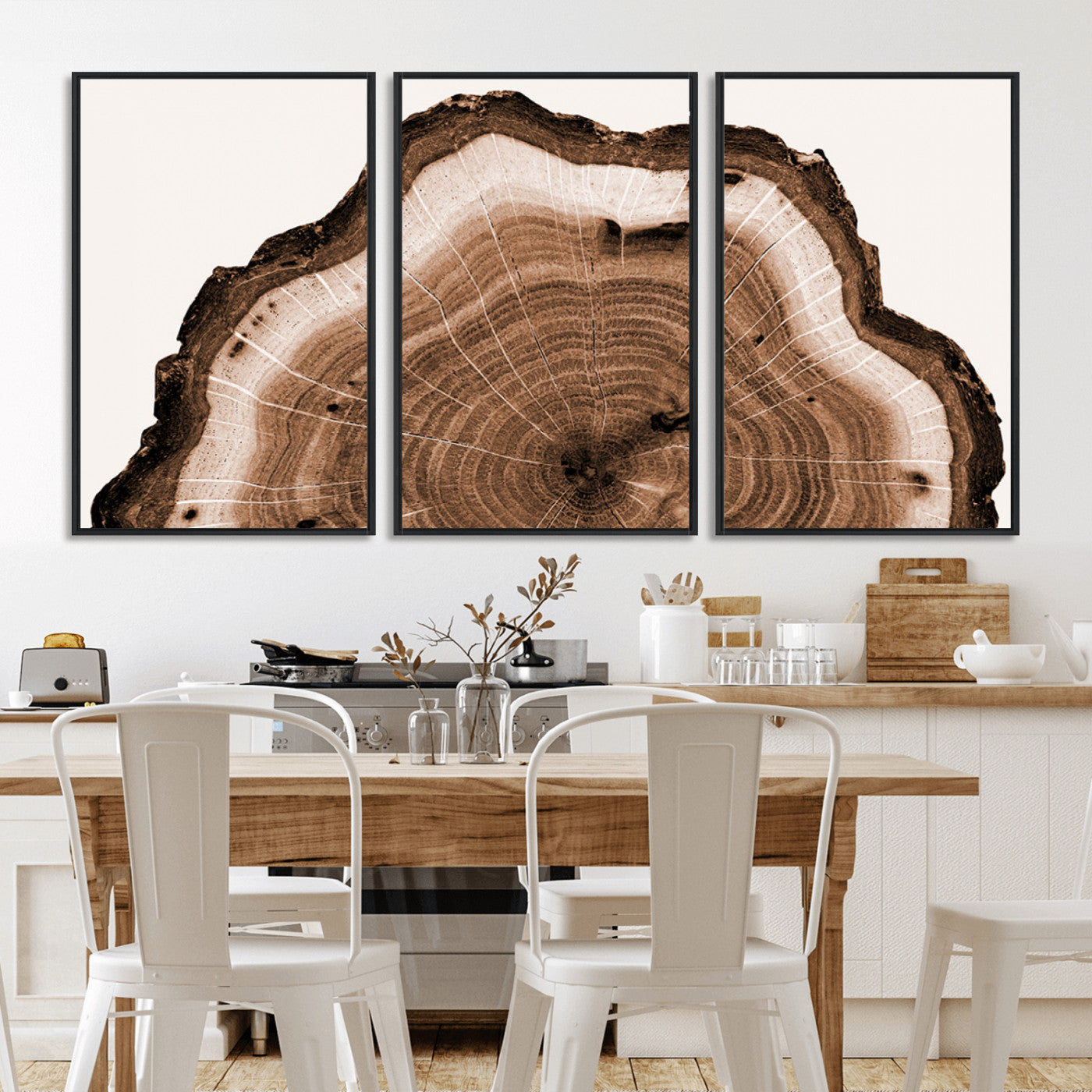45195-MGV-CV-36X24-Rustic Wood Rings Wall Art | Nature-Inspired Tree Ring Canvas Print | Ready to Hang and Framed for
