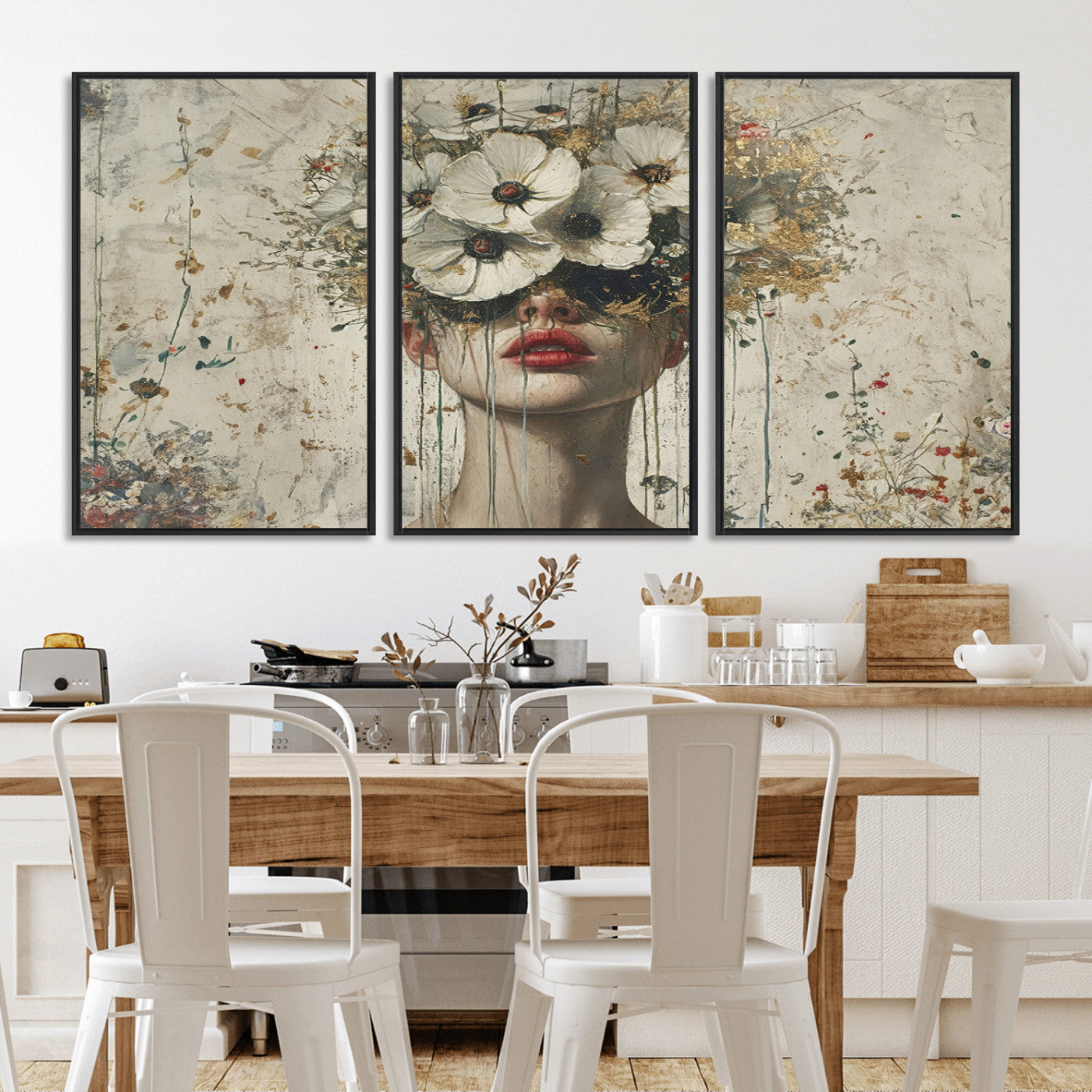 MGV-FC-60X30-3P - Abstract Floral Women Patel Wall Art Canvas Print
