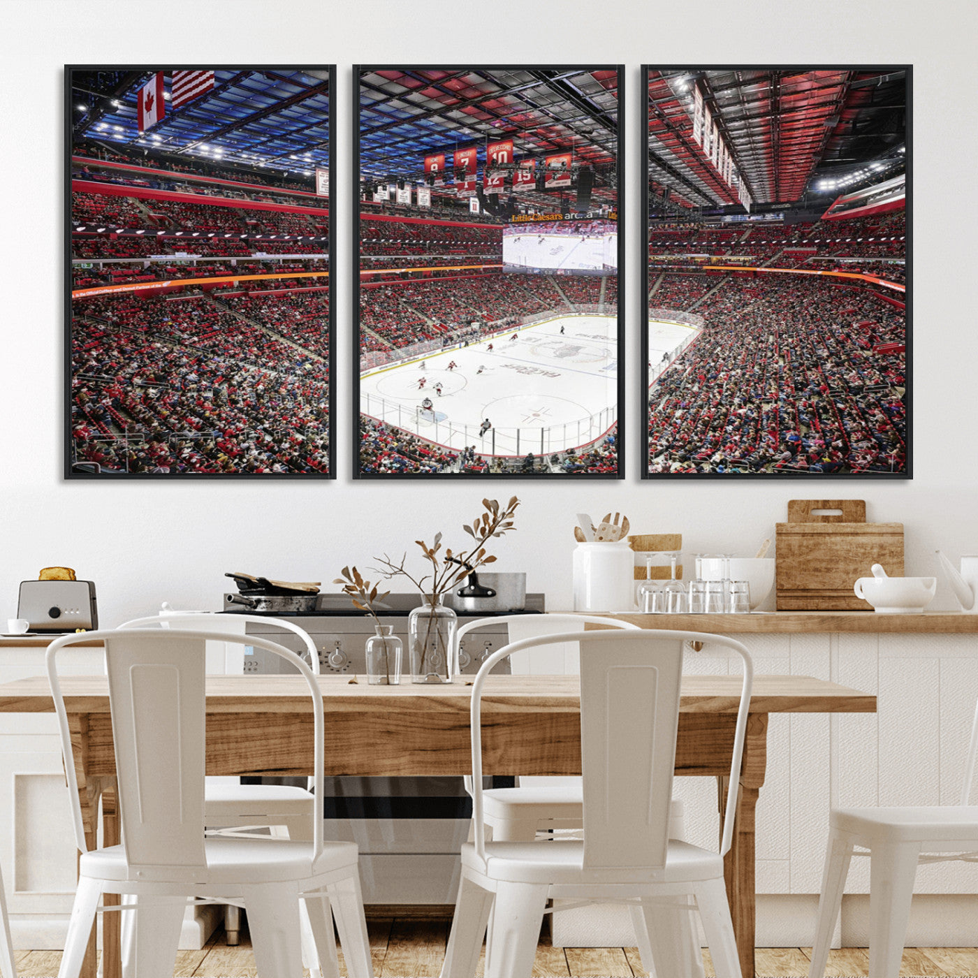 MGV-FC-60X30-3P - Barton Malow Little Caesars Arena Detroit Wall Art Canvas Print - Detroit Hockey and Basketball