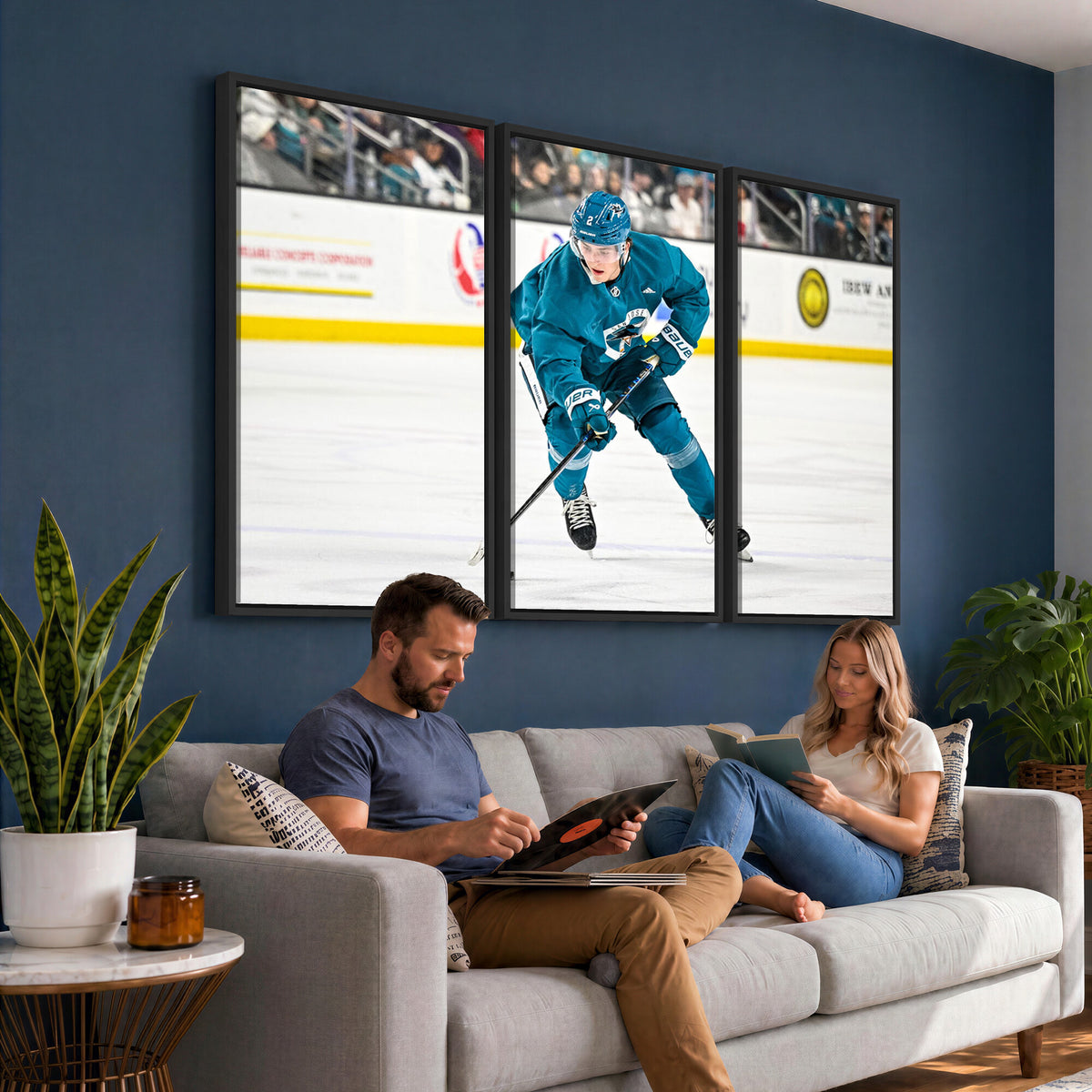 69179-MGV-CV-36X24 - San Jose Sharks Ice Hockey Player Wall Art Canvas Print