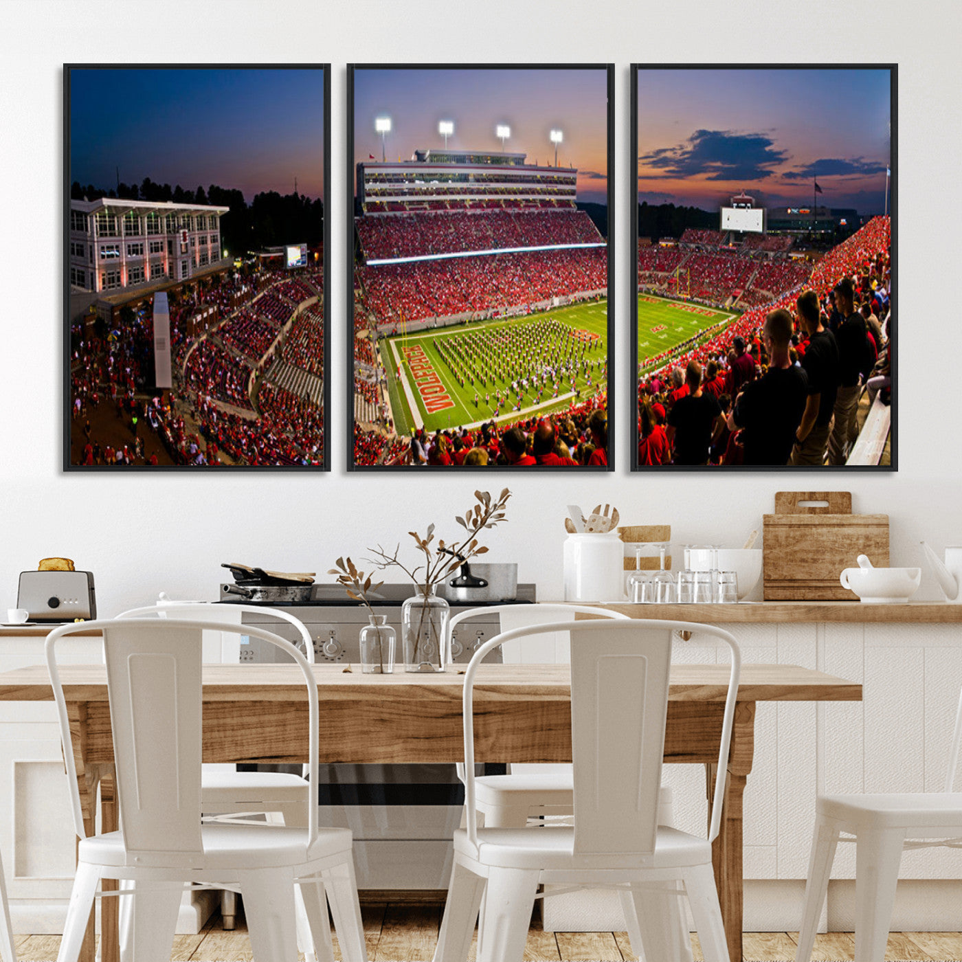 MGV-FC-60X30-3P - NC State Wolfpack Football Team Print - Raleigh Carter-Finley Stadium Wall Art Canvas Print