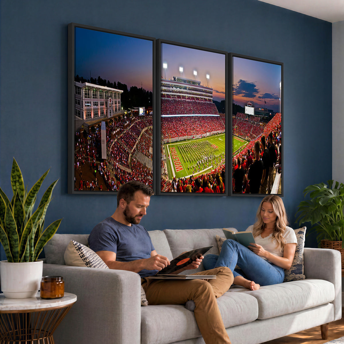 87655-MGV-CV-36X24 - NC State Wolfpack Football Team Print - Raleigh Carter-Finley Stadium Wall Art Canvas Print