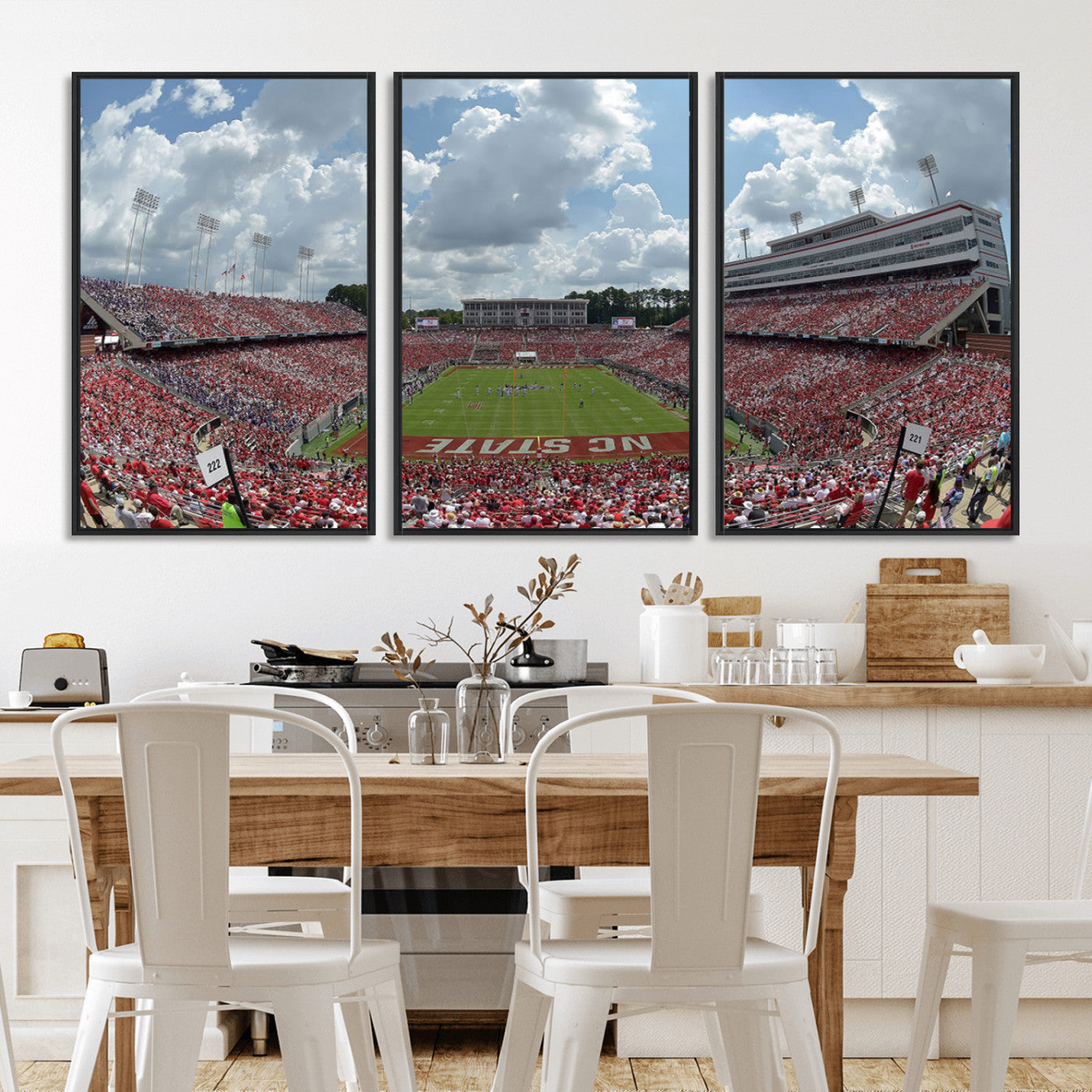 MGV-FC-60X30-3P - NC State Wolfpack Football Team Print Canvas- Raleigh Carter-Finley Stadium Wall Art Canvas Print