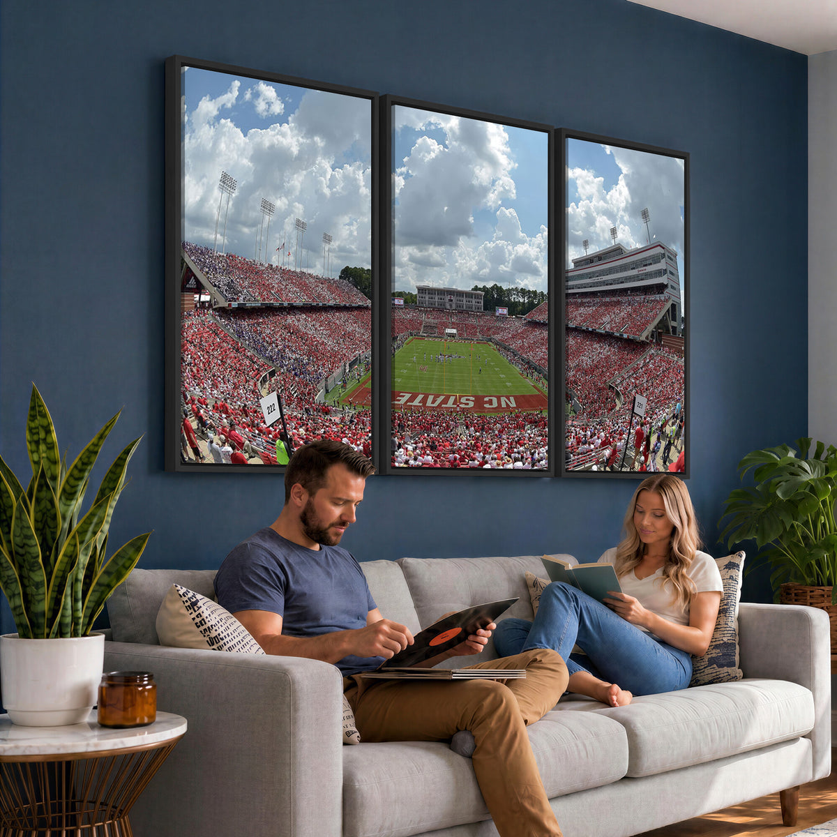 30640-MGV-CV-36X24 - NC State Wolfpack Football Team Print Canvas- Raleigh Carter-Finley Stadium Wall Art Canvas Print