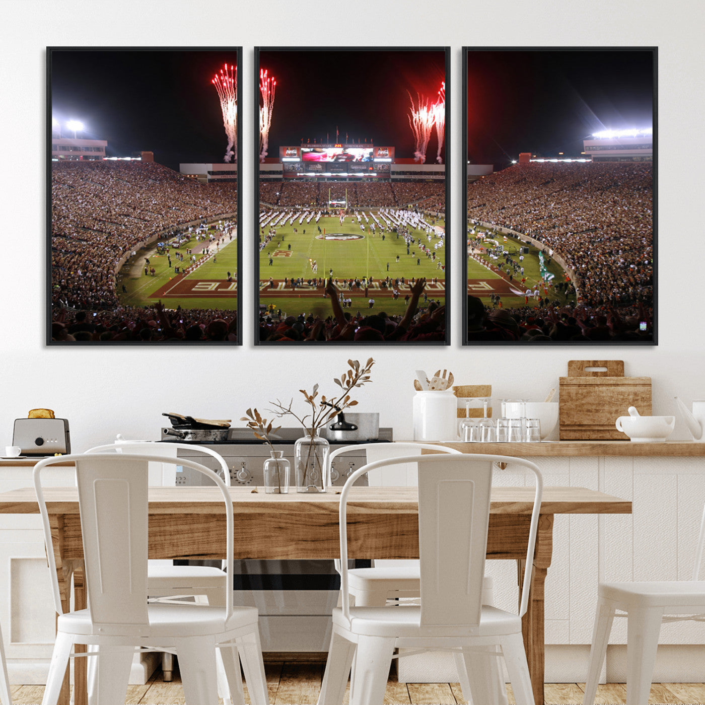 MGV-FC-60X30-3P - Framed Florida State Seminoles Football Team Print - Tallahassee Doak Campbell Stadium Wall Art