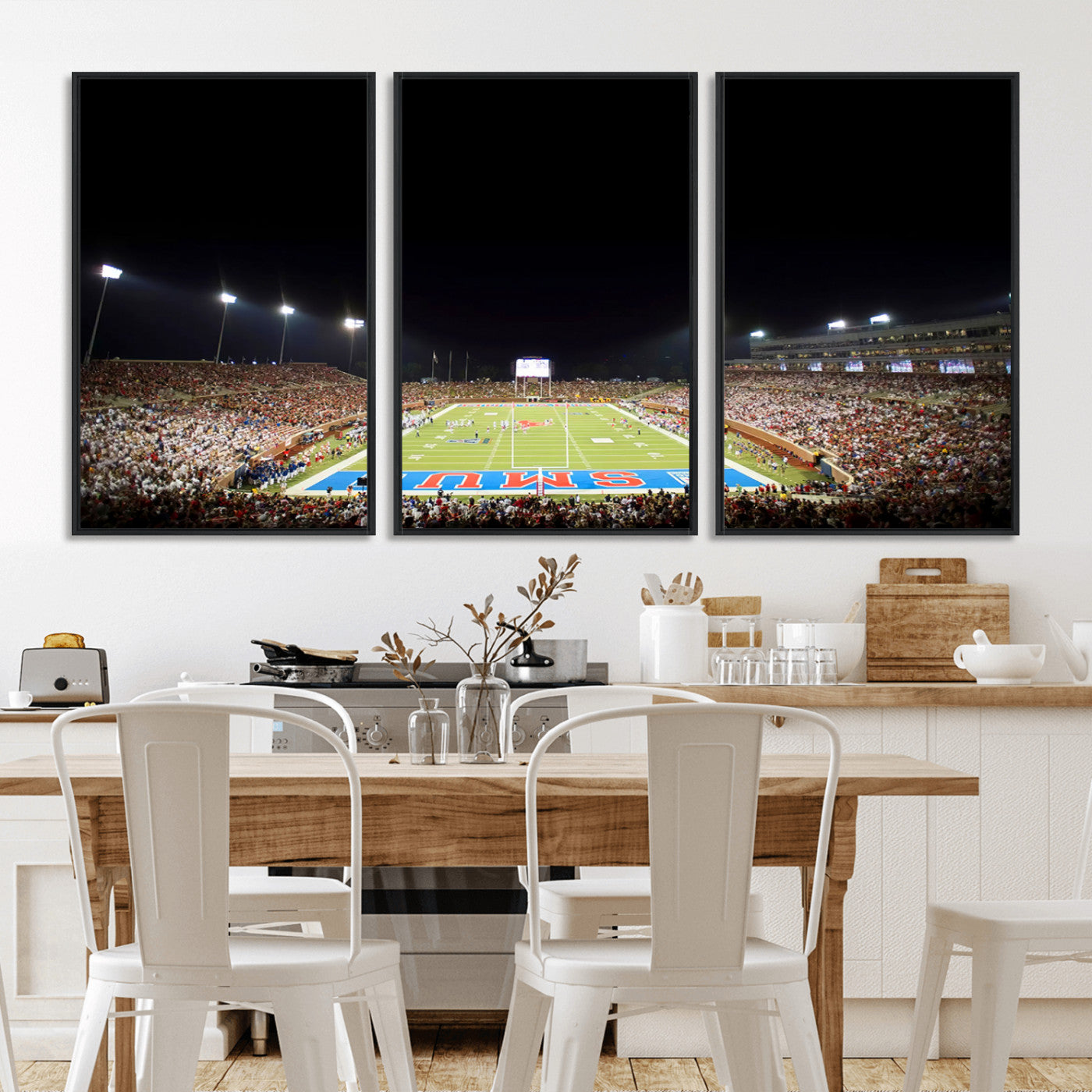 MGV-FC-60X30-3P - SMU Mustangs Football Team Print - Dallas Gerald J. Ford Stadium Wall Art Canvas Print