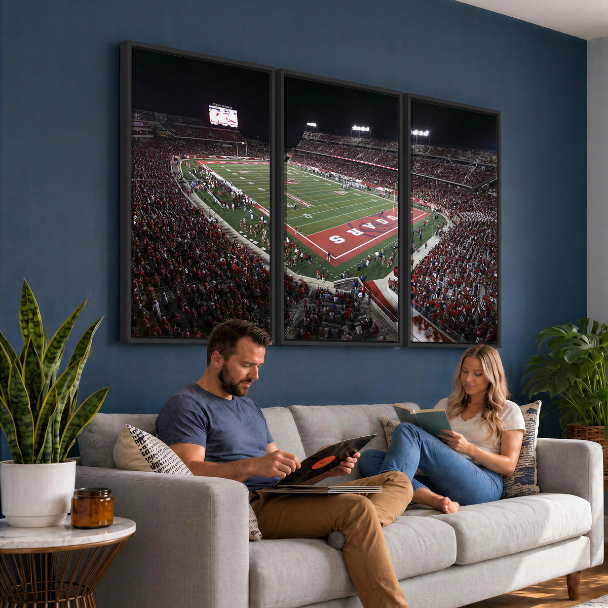 94207-MGV-CV-36X24 - Houston Cougars Football Team Print - Houston TDECU Stadium Wall Art Canvas Print
