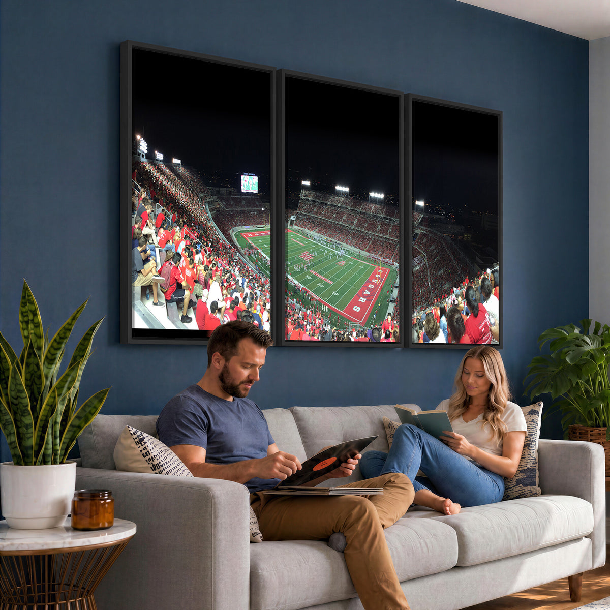 67036-MGV-CV-36X24 - Houston Cougars Football Team Print - Houston TDECU Stadium Wall Art Canvas Print