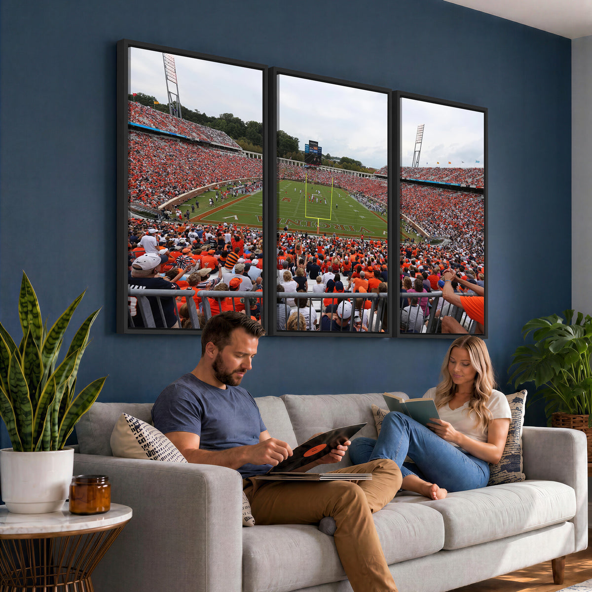 63606-MGV-CV-36X24 - Virginia Cavaliers Football Team Print, Charlottesville, Extra Large Game Room Wall Decor