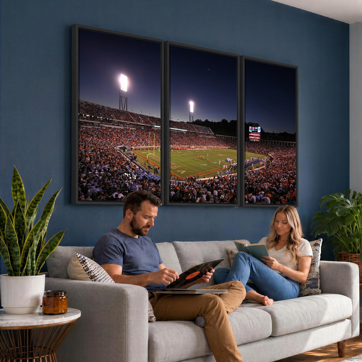 69378-MGV-CV-36X24 - Virginia Cavaliers Football Team Print - Charlottesville Scott Stadium Canvas Print Wall Art