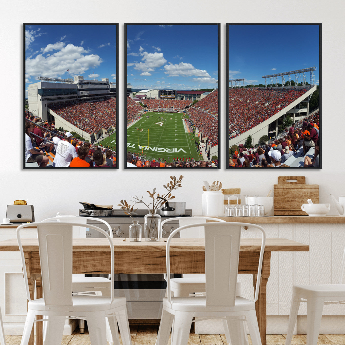 MGV-FC-60X30-3P - Virginia Tech Hokies Football Team Print - Blacksburg Lane Stadium Wall Art Canvas Print