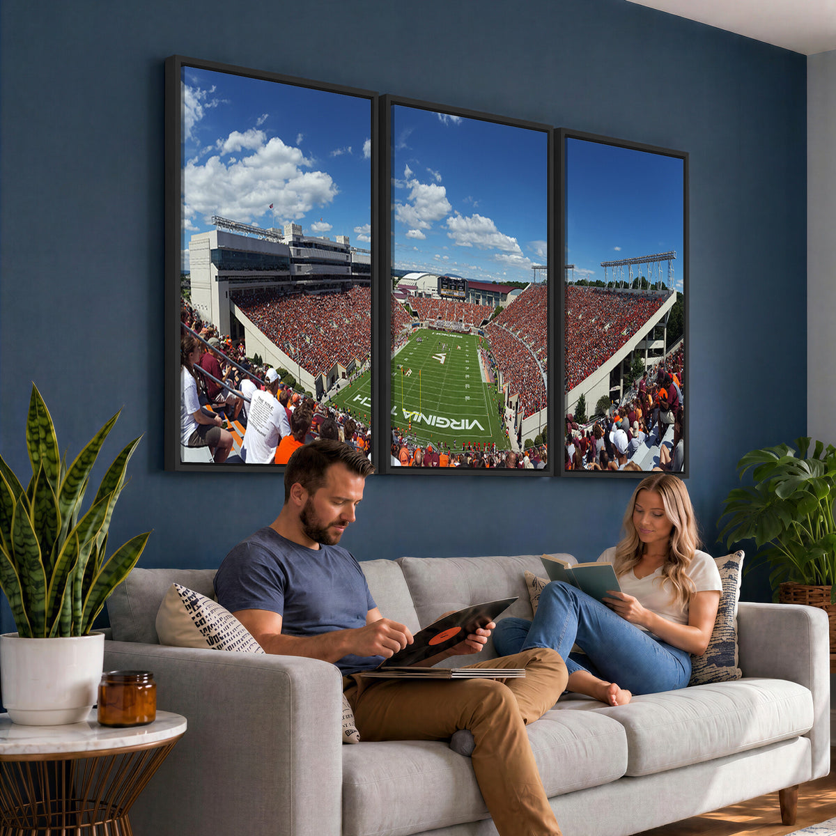 87769-MGV-CV-36X24 - Virginia Tech Hokies Football Team Print - Blacksburg Lane Stadium Wall Art Canvas Print