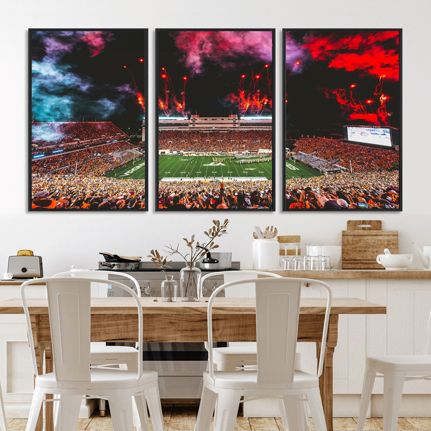 MGV-FC-60X30-3P - Virginia Tech Hokies Football Team Print - Blacksburg Lane Stadium Wall Art Canvas Print
