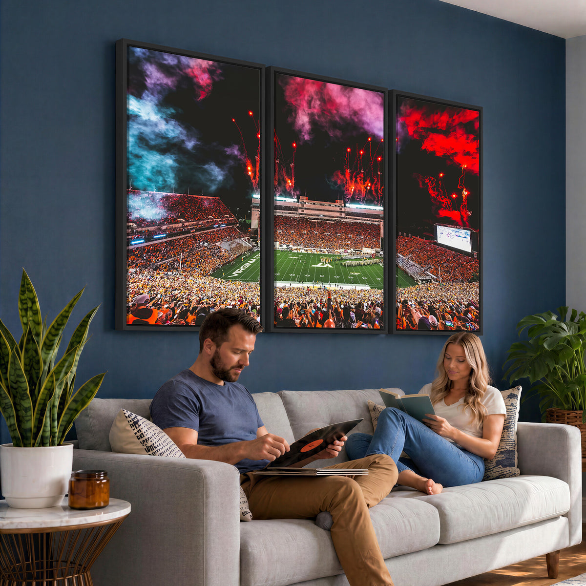 65761-MGV-CV-36X24 - Virginia Tech Hokies Football Team Print - Blacksburg Lane Stadium Wall Art Canvas Print