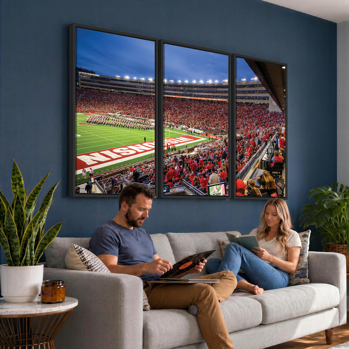 57601-MGV-CV-36X24 - Wisconsin Badgers Football Team Print - Madison Camp Randall Stadium Wall Art, Wisconsin Badgers