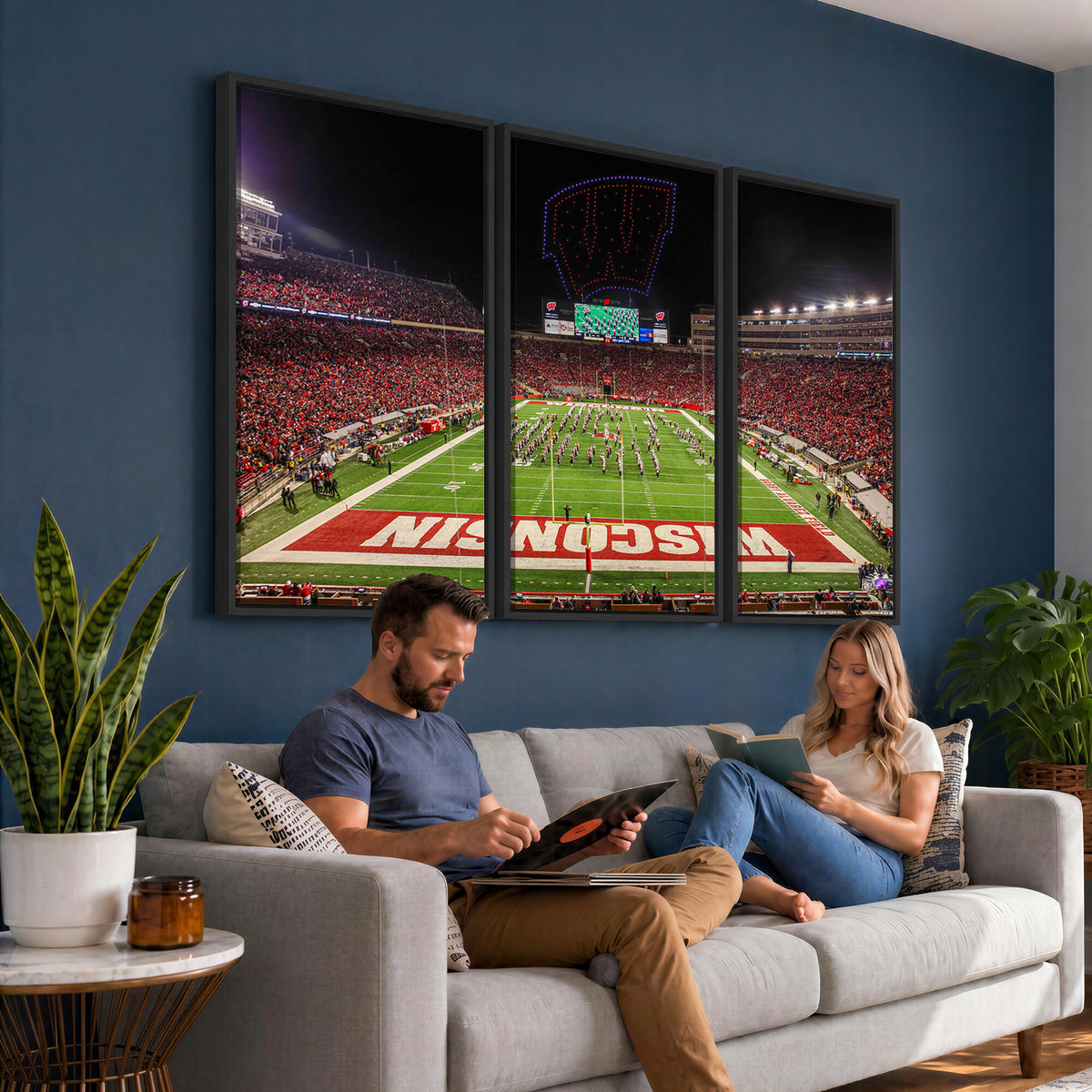 34125-MGV-CV-36X24 - Wisconsin Badgers Football Team Print Canvas- Madison Camp Randall Stadium Wall Art Canvas Print