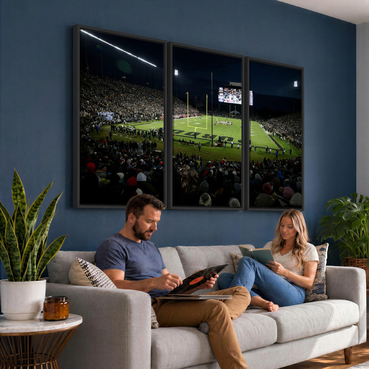 60140-MGV-CV-36X24 - Purdue Boilermakers Football Team Print - West Lafayette Ross–Ade Stadium Wall Art Canvas Print