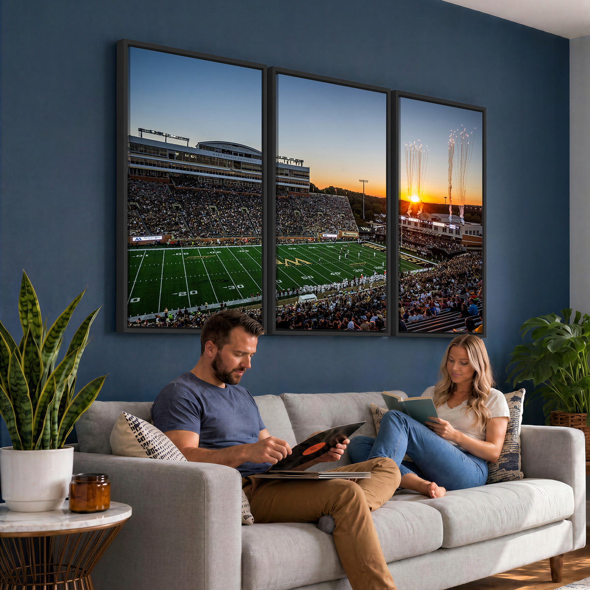29253-MGV-CV-36X24 - Demon Deacons Football Team Print Canvas- Winston-Salem Allegacy Federal Credit Union Stadium Wall