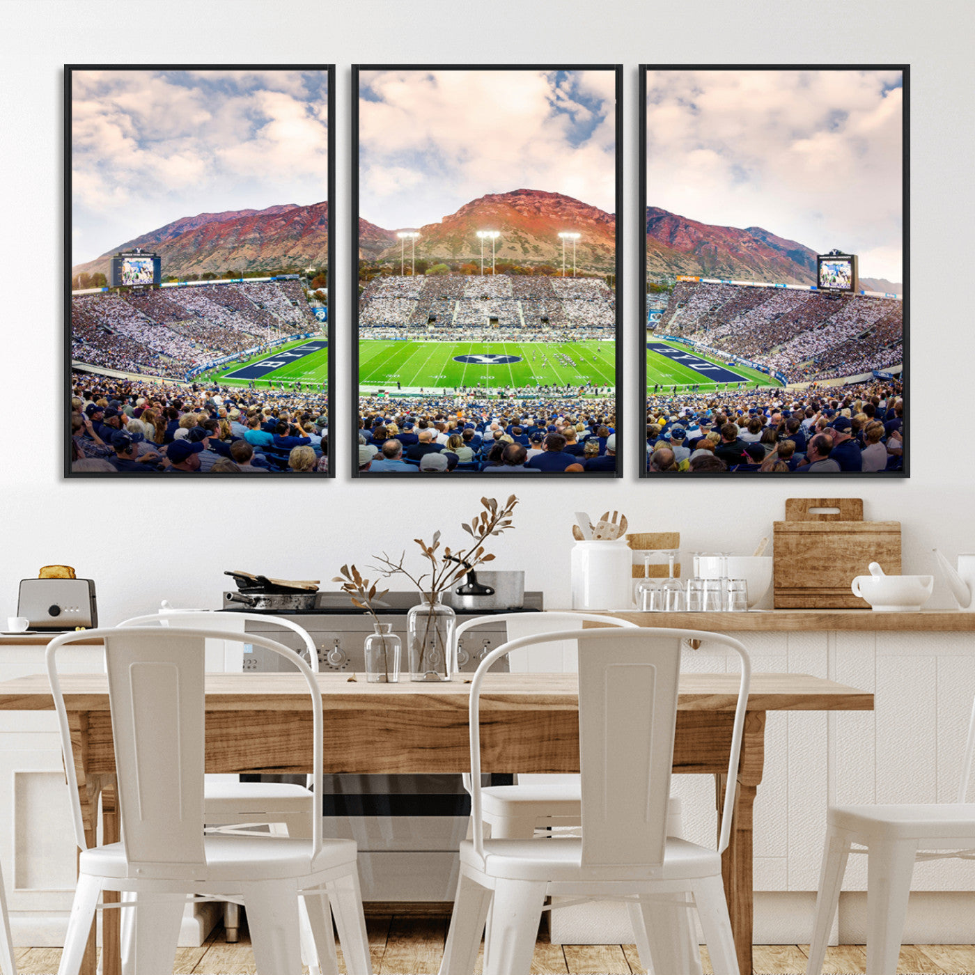 MGV-FC-60X30-3P - Brigham Young University Cougars Football Team Print - Provo LaVell Edwards Stadium Wall Art Canvas