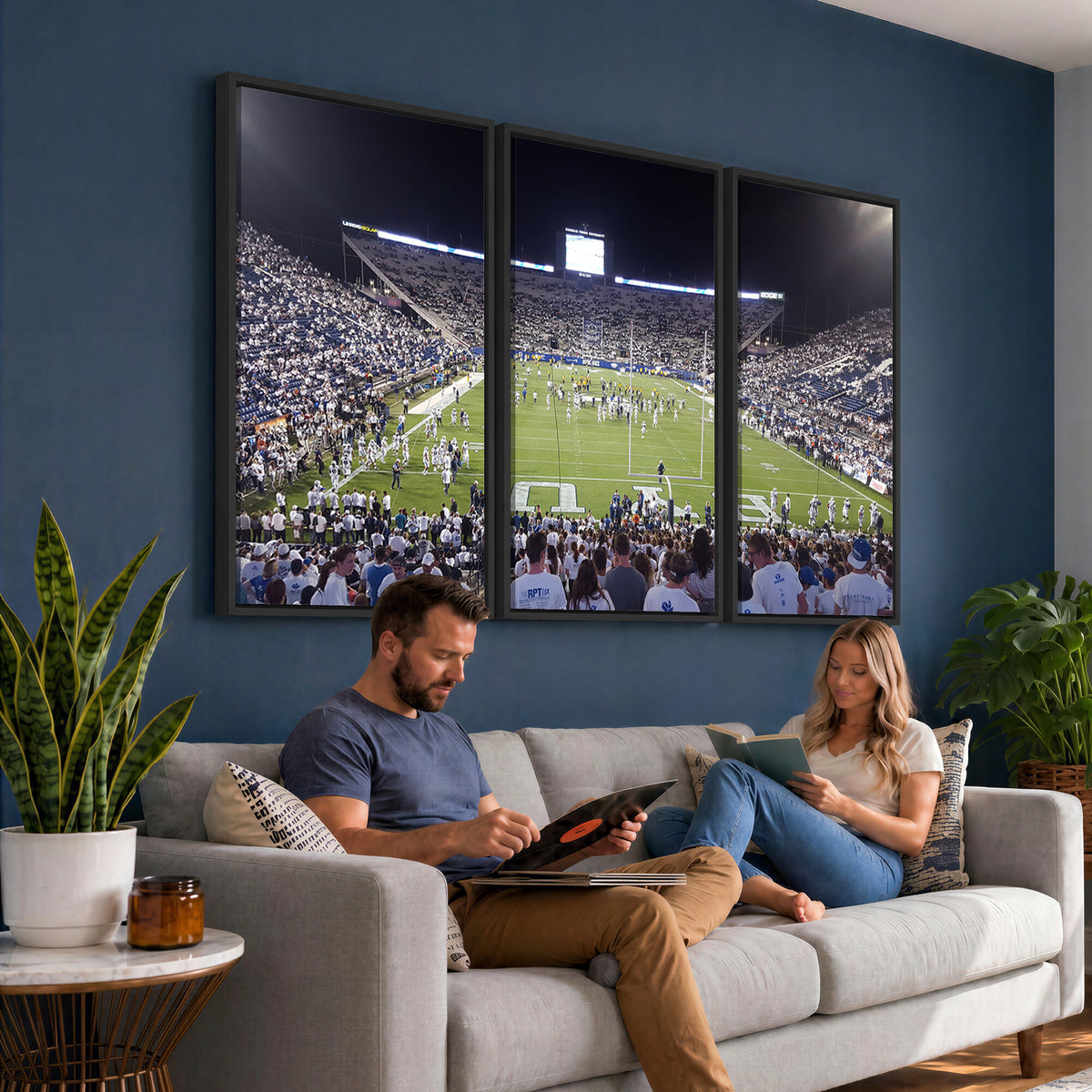 65036-MGV-CV-36X24 - Brigham Young University Cougars Football Print Canvas - Provo LaVell Edwards Stadium Wall Art