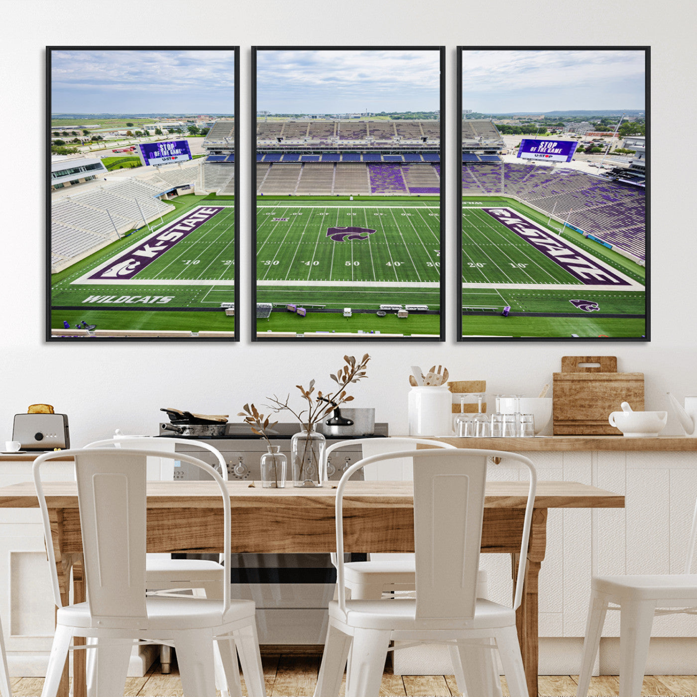 MGV-FC-60X30-3P - KState Wildcats Football Team Print - Manhattan Bill Snyder Family Football Stadium Wall Art Canvas
