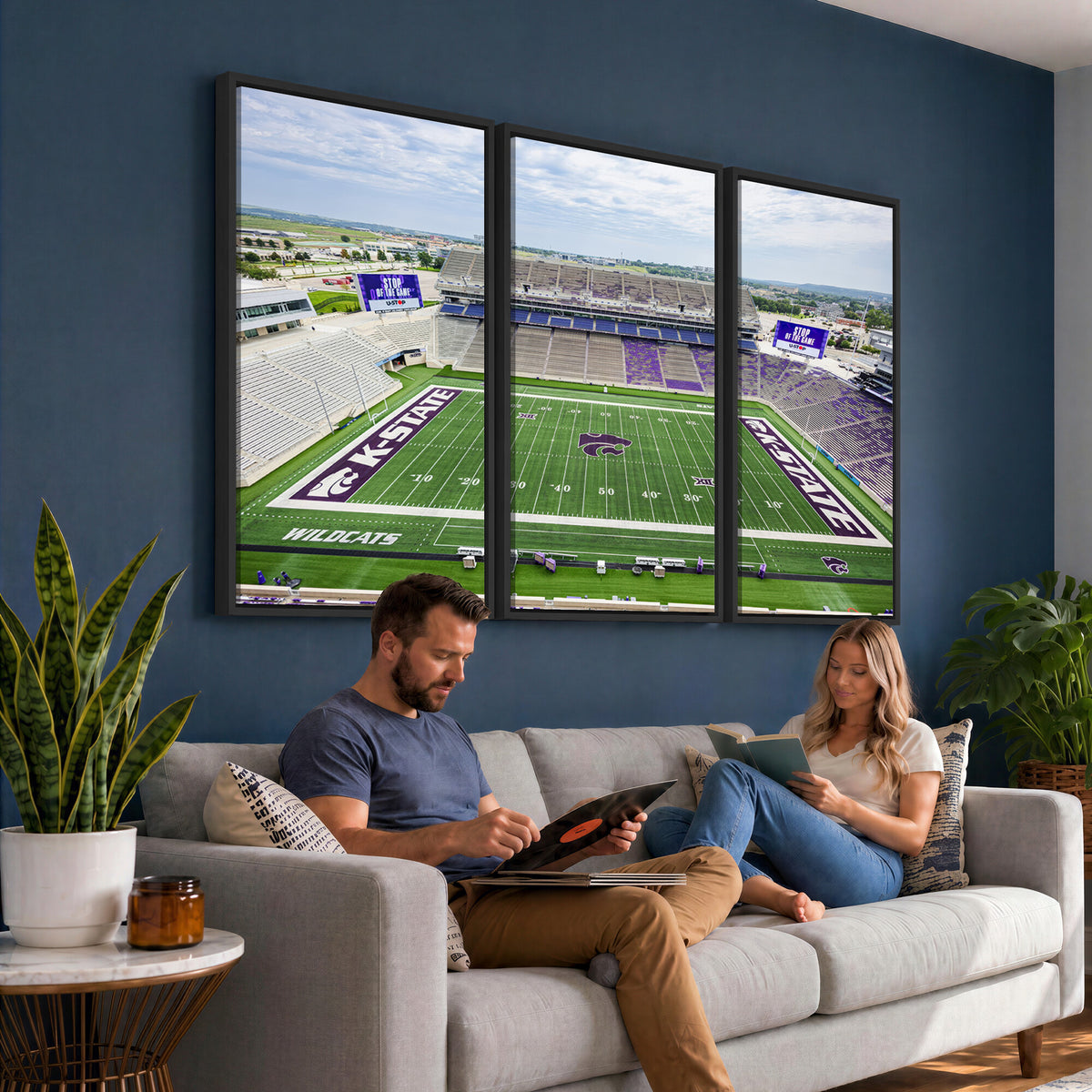 29452-MGV-CV-36X24 - KState Wildcats Football Team Print - Manhattan Bill Snyder Family Football Stadium Wall Art Canvas